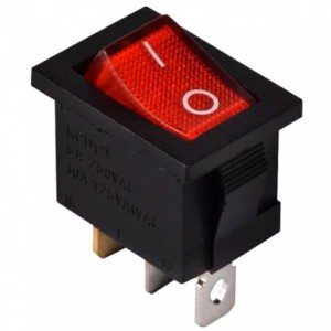 ROCKER SWITCH ILLUMINATED RD 12V 15A SPST 13x19 KCD1-2-101N-RED