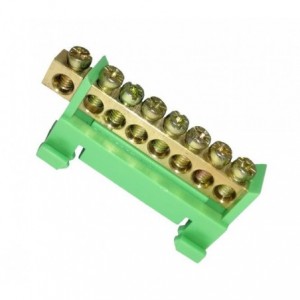 Neutral Bar Terminal 8-POLE Green Din Rail Mount EB-KS008-GR
