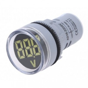 VOLTMETER INDICATOR 20-500VAC 3-DIG WHITE 22mm P/M PL-ND22-500V-W