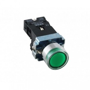 22mm PUSH BUTTON ILLUMINATED GREEN 220VAC NO PB-XB2-BW3361-G