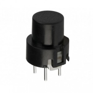PCB TACTILE SWITCH SPST 0.1A BLACK DIA9mm ROUND HEAD PS-536-BLACK