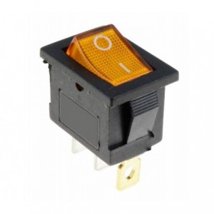 ROCKER SWITCH ILLUMINATED YL 12V 15A SPST 13x19 KCD1-2-101N YELLOW