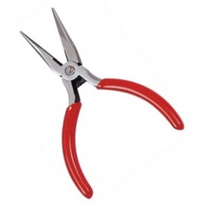 SERRATED LONG NOSE PLIER 125mm RED HANDLE BK-071