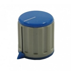 CAPPED KNOB 20mm POINT 6.4MM SHAFT BLUE &amp; GREY - DEBULK KN116-E-64-G-BLU