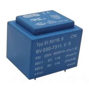 PCB TRANSFORMER P230 S2x9V 0.111A 030-7311-0 *D*