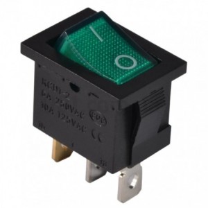 ROCKER SWITCH ILLUMINATED GREEN 12V 15A SPST 13x19 KCD1-2-101N GREEN
