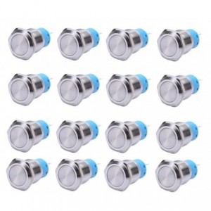 Push Button Switch NO/NC Spdt 5A 12V M19 D22 L35 Mom White - 40/BOX LAS3-19F-W11EM-WT