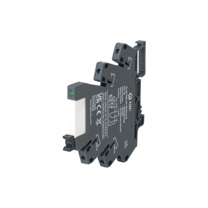 Din Rail Mount Slim Relay Module 24VDC SR24D61RM - GeeWiz