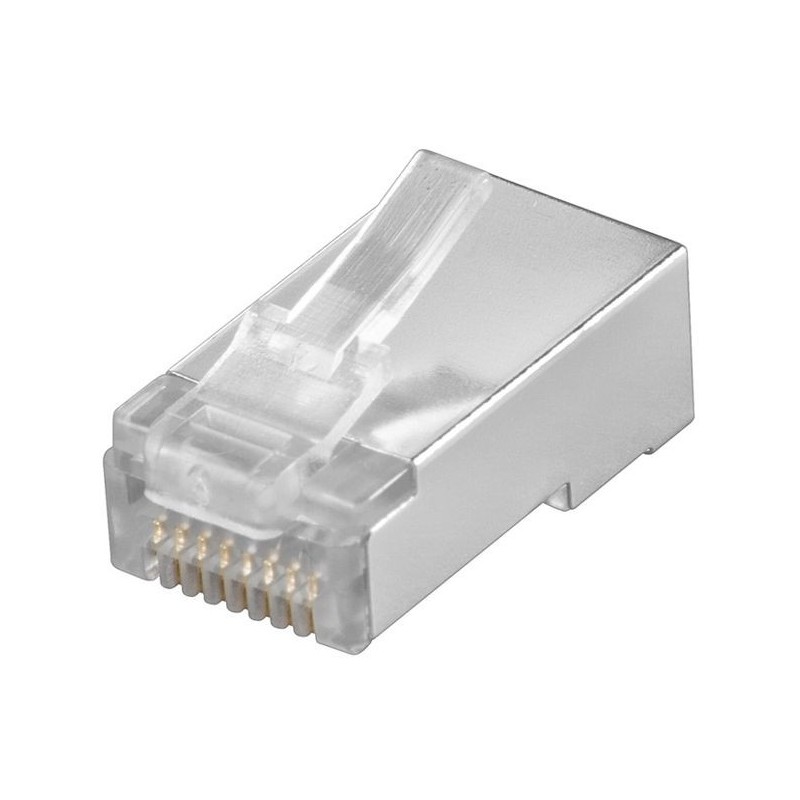 Modular Plug RJ45 CAT6 Connector Shielded Chrome 3 Prong 8P8C 8W8PSC4 ...