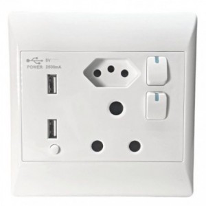 4x4 WALL SOCKET 1x16A -1xSA NEW -2xUSB 5V 2.5A STI-1078