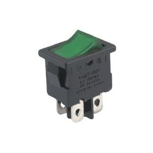 ROCKER SWITCH MINI GREEN 13x19mm GR 24V ILLUMINATED H8553VBFAA 24V LAMP
