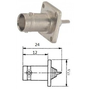 Bnc Socket Panel Mount Solder Sq 4 Hole 210736