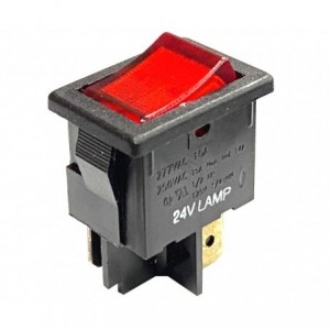 ROCKER SWITCH ILLUMINATED RED 24V 15A SPST ON-OFF 13x19mm H8503VBFAF 24V LAMP