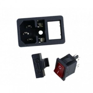 PANEL MOUNT IEC SOCKET WITH FUSE HOLDER &amp; SWITCH DP AC-01-RED