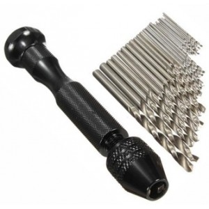 MINI ALUMINUM HAND DRILL WITH KEYLESS CHUCK &amp; BIT SET 1055545