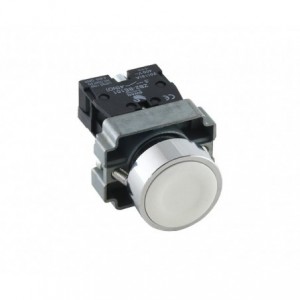 22mm PUSH BUTTON FLUSH WHITE 220VAC NO PB-ADP2-BA11