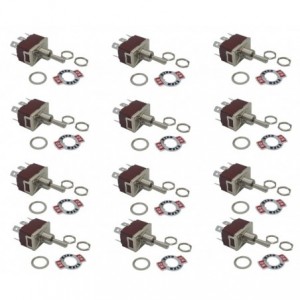TOGGLE SWITCH DPDT (ON)-OFF-(ON) 6.3mm SPADE TERMINAL-20/BAG KN3C-223AP