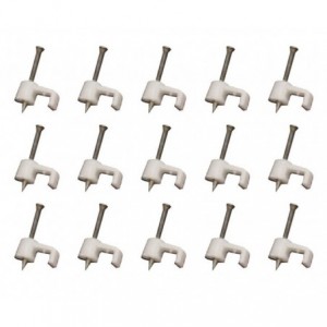 FLAT NAIL IN CABLE SADDLE 14mm WHITE - 100/BAG CC-F14 WHITE
