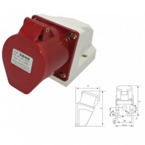 46mm INDUSTRIAL SOCKET 32A 3P+E 4P IP44 380V IPS-CE-124