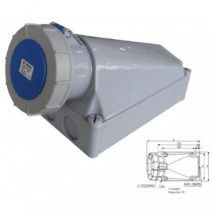 84mm INDUSTRIAL SOCKET 63A 2P+E 3P IP67 380V IPS-CE-1332