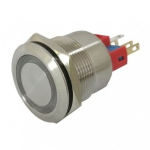 22mm PUSH BUTTON SWITCH MOM IILLUM METAL 250VAC 5A BLUE PB-STEEL-ILL-MOM-BL