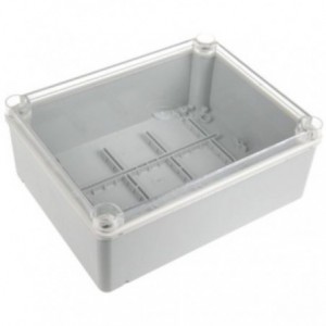 PLASTIC ENCLOSURE GREY BASE CLEAR LID 120x120x55 EWP-060-539
