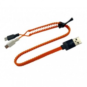 USB 2.0 PLUG TO 2 x MICRO USB PLUG ZIP CABLE ORANGE - 300mm TMC-011MOR