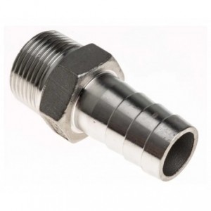 15mm BORE P/S SS BSP SWAGE / HOSE NIPPLE STRAIGHT FSSN021300016