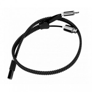 USB 2.0 PLUG TO 2 x MICRO USB PLUG ZIP CABLE BLACK - 300mm TMC-011BLK