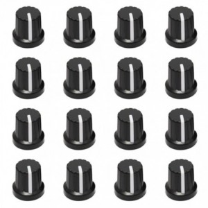 BLACK KNOB WITH WHITE MARKER 6mm 11x15 - 10P/BAG 211201