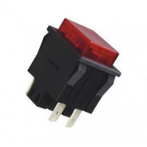 PUSH BUTTON SWITCH MOMENT DPDT 15A 250VAC 32x25 RED KD8-32N-RD