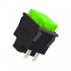 PUSH BUTTON SWITCH MOMENT DPDT 15A 250VAC 32x25 GREEN KD8-32N-GR