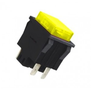 PUSH BUTTON SWITCH MOMENT DPDT 15A 250VAC 32x25 YELLOW KD8-32N-YL
