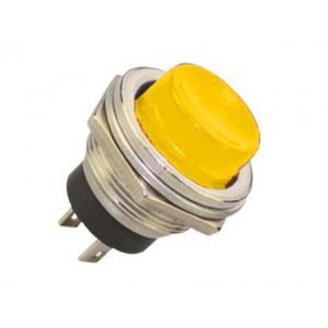 PUSH BUTTON SWITCH N.C. SPST 3A YELLOW M16 D19mm DS-212C-YL