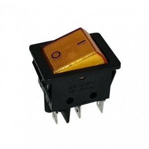 ROCKER SWITCH DPDT 30x22 AMB ILU B127B-AMBER