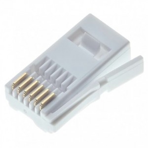 RJ12 Plug 6P6C Left Lever White British Type COTB6W6P1