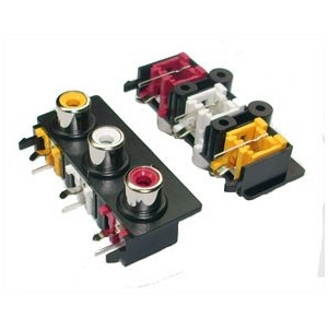 Rca Socket 3W Pcb Plate Mono R/A K27664-YEL+WT+RD