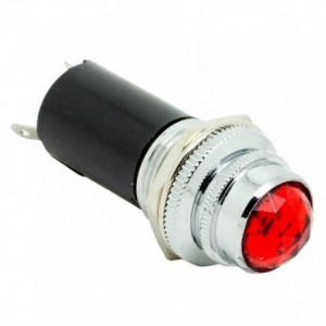 16MM Indicator Light Red Top 6.3V E10A LED Plastic Chrome DR016