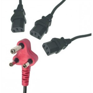 C13 3xIEC SOCKET - DEDICATED POWER LEAD IEC 3PIN PLUGTOP RED - 4m PC-6D3IC13BK3.8