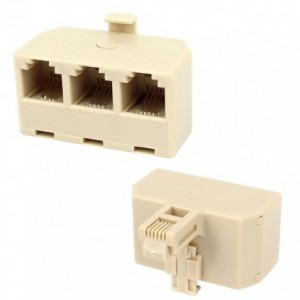 3W RJ11 6P4C MODULAR SOCKET - 1xRJ11 6P4C PLUG COUPLER AAT4X3
