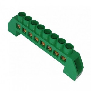 EARTH BAR GREEN 63A 8P 6x9 INSULATED EB-KS006-63A-8P-G
