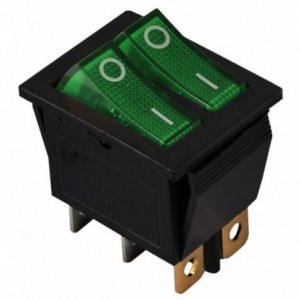 Rocker Switch Dpst ON-OFF Illum Gr 16A 250V KCD2-2101N-GREEN