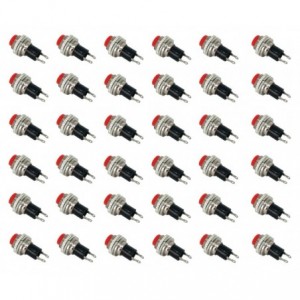 Push Button Switch No Spst 0.5A Red Solder M10 D7.8 L26 - 300/BAG DS-314-RED