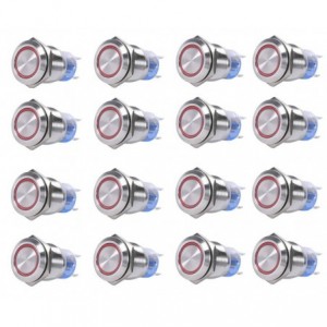 Push Button Switch NO/NC Spdt 5A 12V M19 D22 L35 Latching Red - 40/BOX LAS3-19F-W11EL-RD