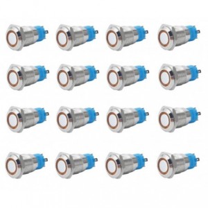 PUSH BUTTON SWITCH 1xNO/NC SPDT 5A 12V M19 D22 AMBER - 40/BOX LAS3-19F-W11EM-AMBER