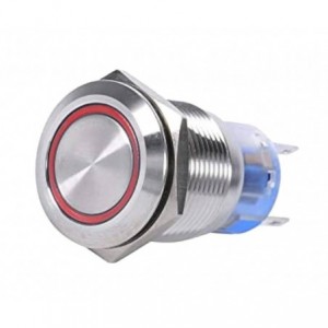 PUSH BUTTON SWITCH 1xNO/NC SPDT 5A 12V M22 D25 L35 LATCHING RED LAS3-22F-W11EL-RD
