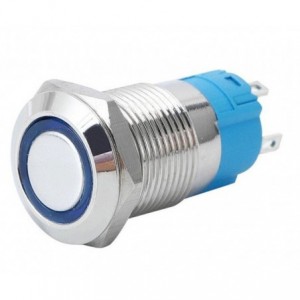 PUSH BUTTON SWITCH 1xNO/NC SPDT 5A 12V M22 D25 L35 LATCHING BLUE LAS3-22F-W11EL-BL
