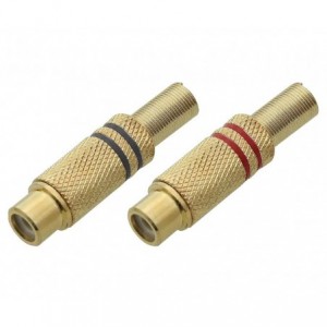 SET RCA SOCKET IN-LINE METAL GOLD RED &amp; BLACK JR3808-RED/BLACK