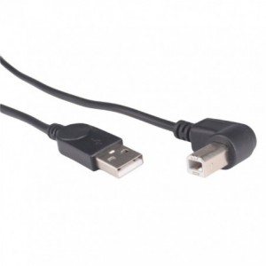 USB 2.0 Male to Right Angle USB Type-B Male Printer Cable - Black- 1m