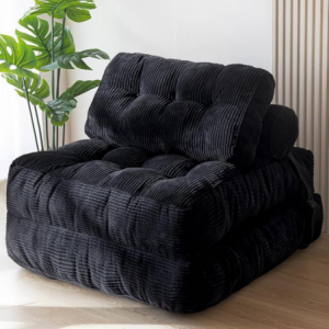 Foldable Chair Bed - Black - Finery